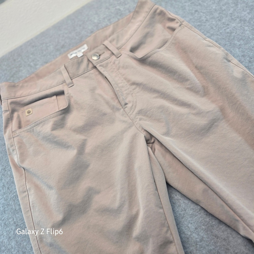 Peter Millar Crown Sport Mens Khaki Performance Pants 33x31 ME0EB66FB Tan Golf